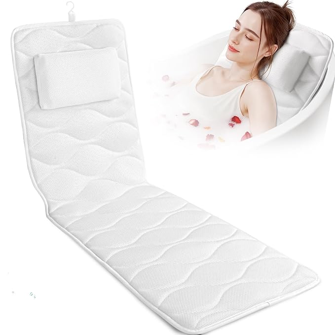 Bath Pillow for Tub with Laundry Bag & 17 Non-Slip Suction Cups, Extra Thick by Unknown