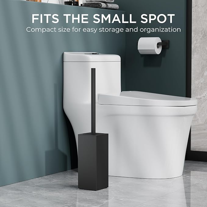 FORIOUS Toilet Brush and Holder Set, Heavy Duty 304 Stainless Steel Base Square - Image 3