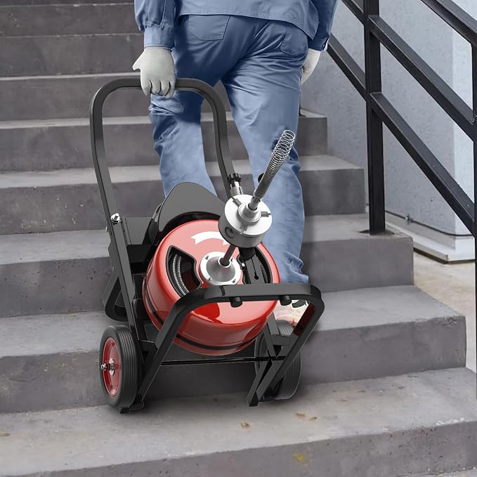 100Ft 1/2 Inch Cable Drain Cleaning Machine, 450W Auto Feed Portable Electric - Image 7
