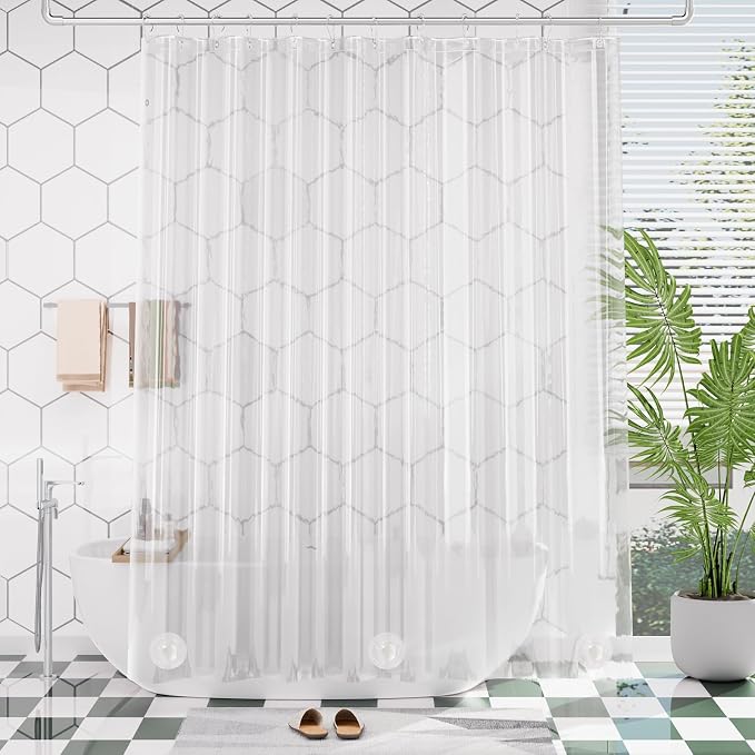 AmazerBath Long Shower Curtain 80 Inches Clear Shower Curtain Plastic Premium by AmazerBath
