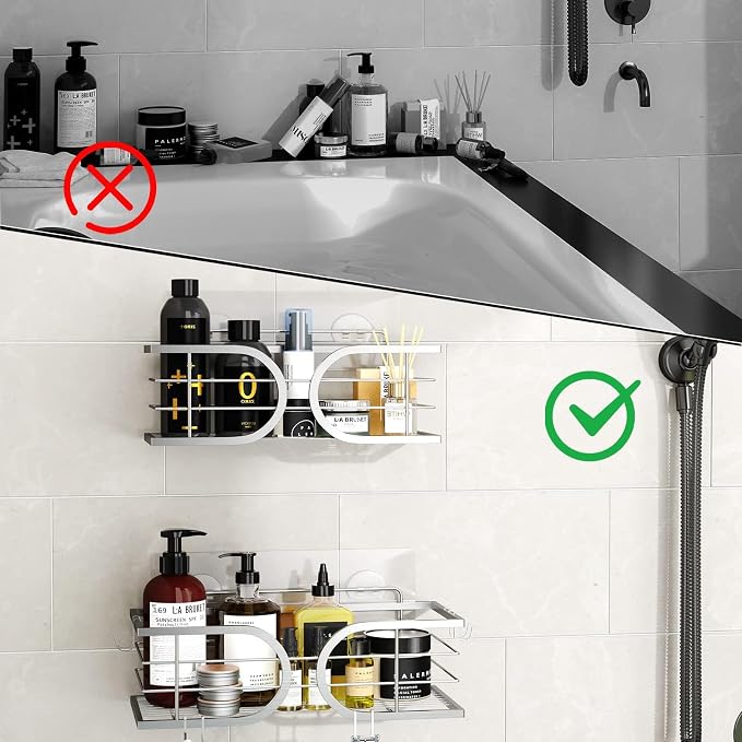 Shower Caddy No Drill Wall Mounted 304 Stainless Steel Durable Large Capacity - Image 2