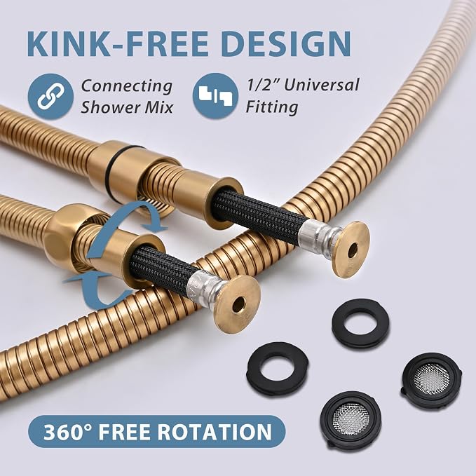 Shower Hose Extra Long 304 Stainless Steel Handheld Showerhead Hoses, Anti - Image 2