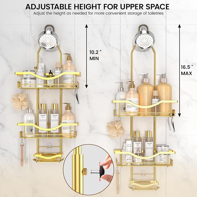 Shower Caddy Hanging Adjustable Shower Caddy, Rustproof Shower Organizer - Image 2