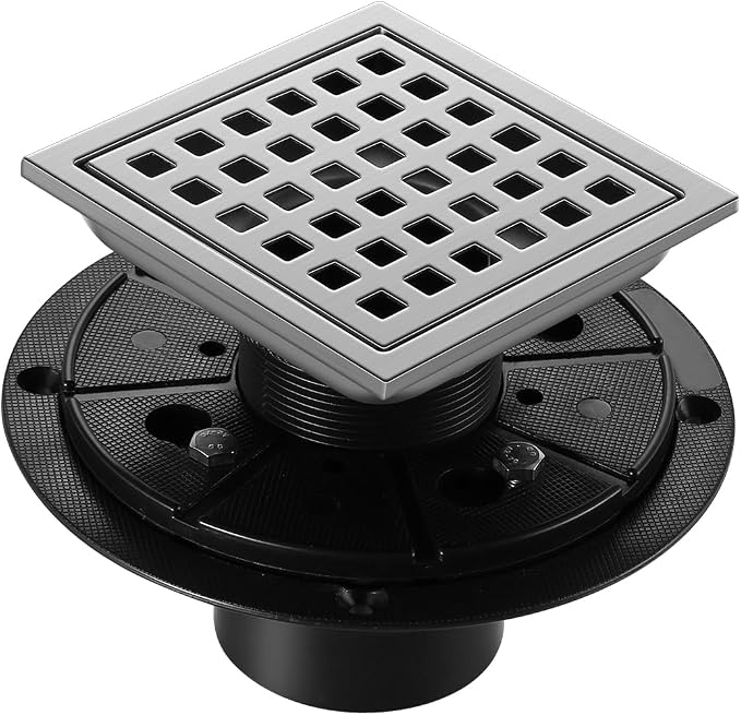 Shower Drain, Chrome 4 inch Square Shower Floor Drain by Unknown