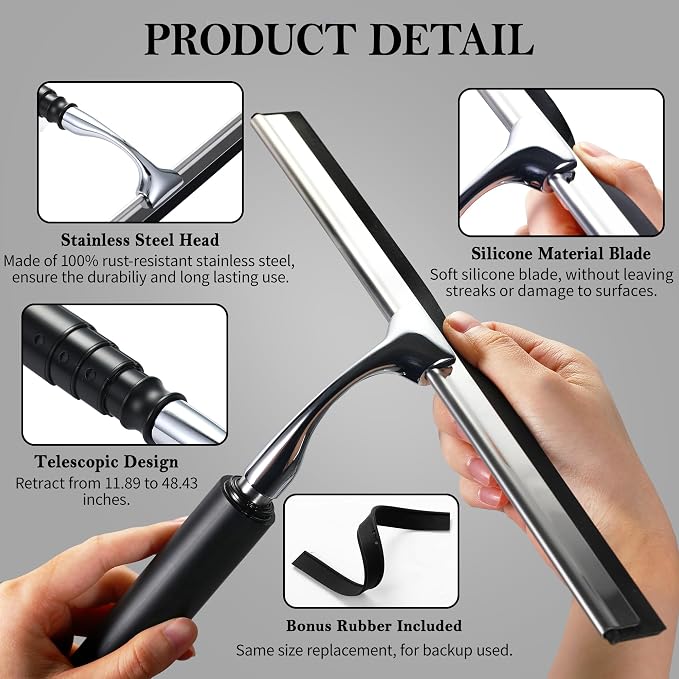 Window Squeegee for Home, 2 in 1 Window Washing kit - Image 8