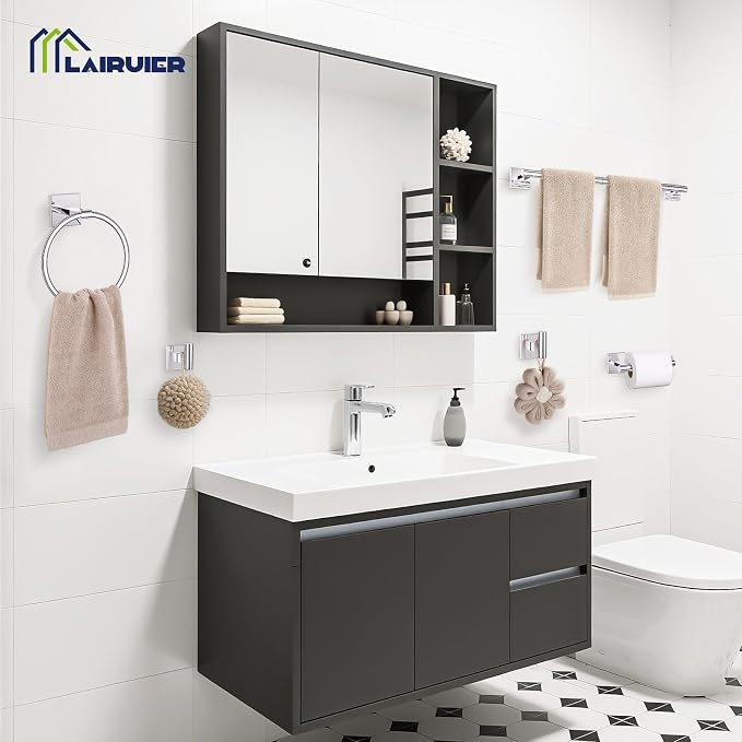 5 Pieces Bathroom Hardware Set Polished Chrome Towel Bar Set Includes 23.6” - Image 6
