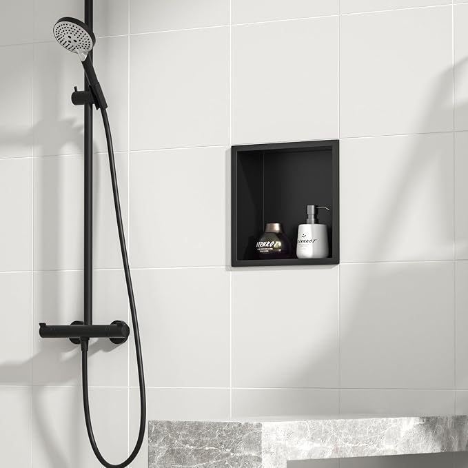 Stainless Steel Shower Niche 12" X 12" Matte Black No Tile Needed Niche Shower - Image 2