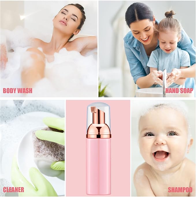 Lil Ray 2 Oz Empty Pink Foam Pump Bottle, Travel Foamer Soap Dispenser - Image 4