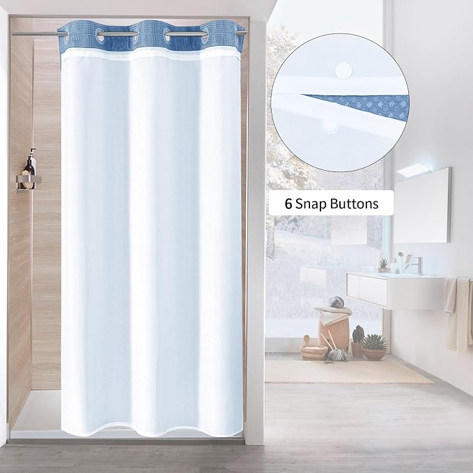 MitoVilla Blue Waffle Small Stall Shower Curtain Liner Set 36 x 74, No Hooks - Image 3