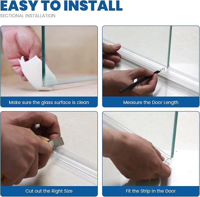 2-Pack Shower Glass Door Bottom Seal Strip, 36 Inch Long Clear PVC Seal Strips - Image 6
