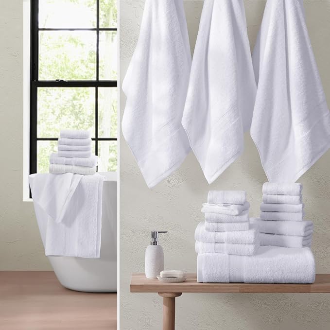 LANE LINEN 100% Cotton Luxury White Bath Towels - Image 5