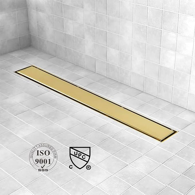 Linear Shower Drain, 36 inch Gold Drain - Image 2