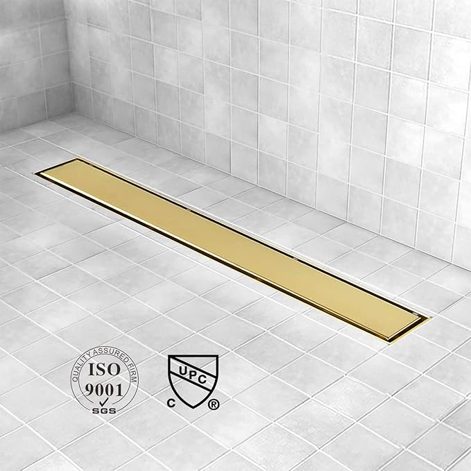 Linear Shower Drain, 60 inch Gold Drain - Image 2