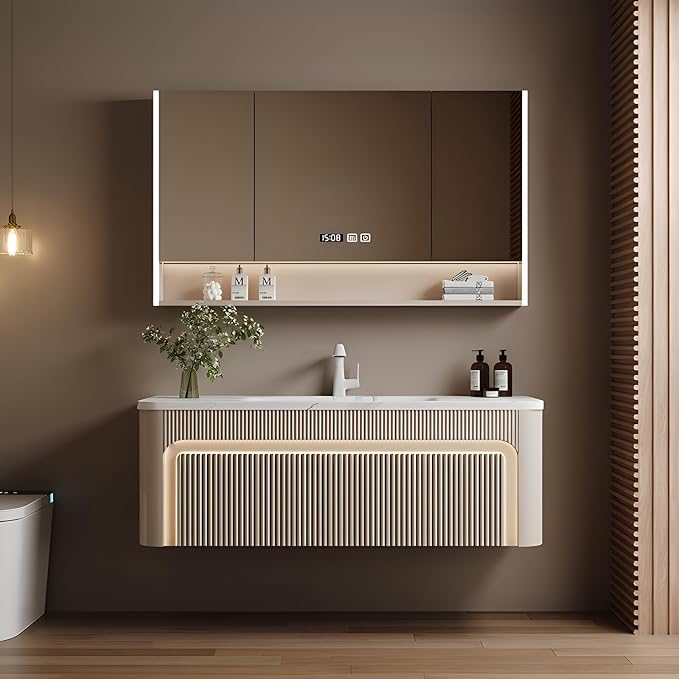 56” Bathroom Vanity Set, Floating Bathroom Vanities by ORTRVYQ