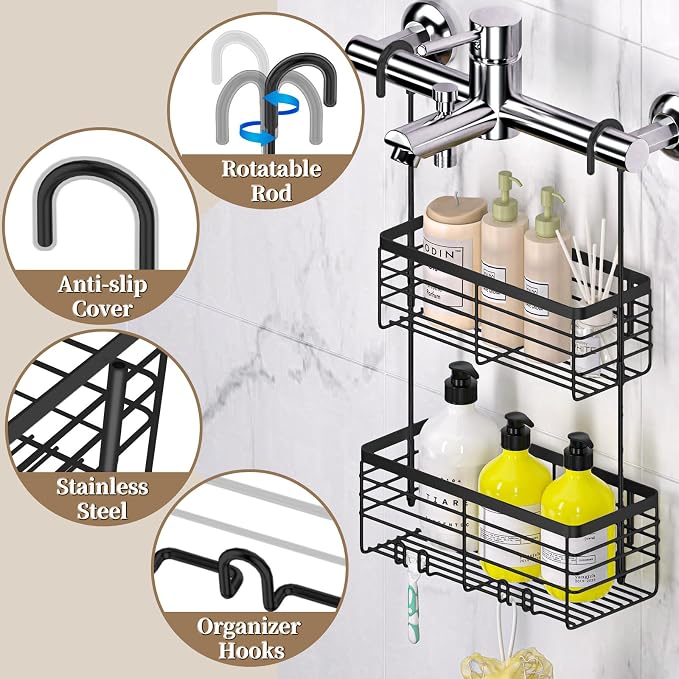DELLAN 2-Tier Shower Hanging Caddy, Shower Rack - Image 5