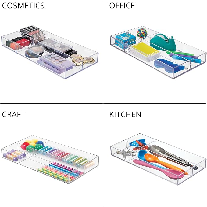 iDesign Clarity Plastic Divided Drawer Organizer, Storage Container - Image 6