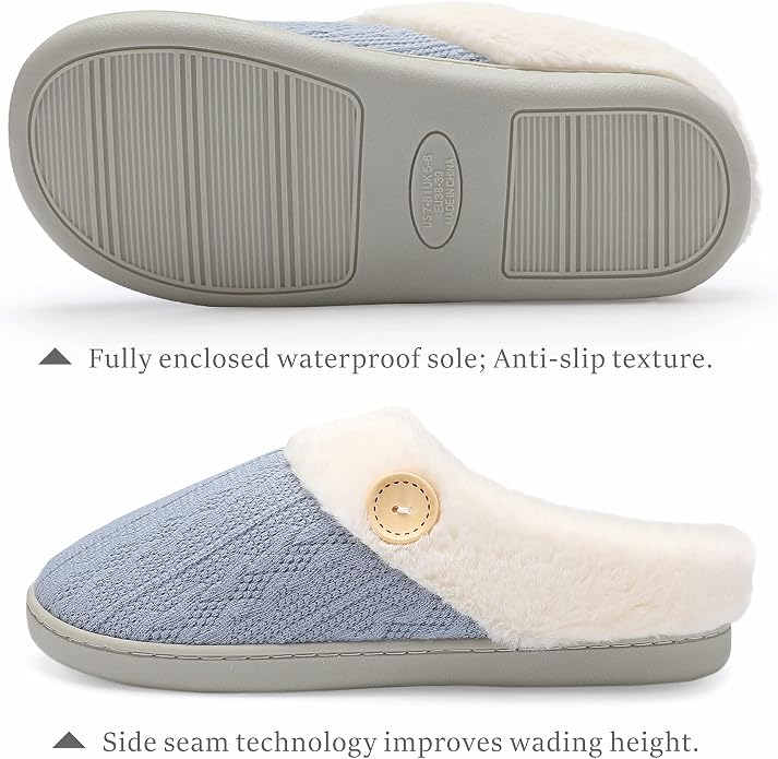 Chantomoo Womens Slipper Warm Comfy Memory Foam House Slippers Knitted Shoes - Image 2