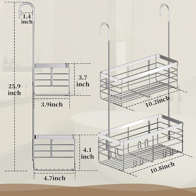 DELLAN Hanging Shower Organizer, 2-Tier Shower Rack - Image 5