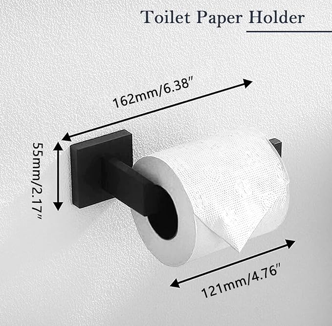 Bathroom Accessories Towel Bar Set: 15 Pieces Matte Black Bathroom Hardware - Image 5
