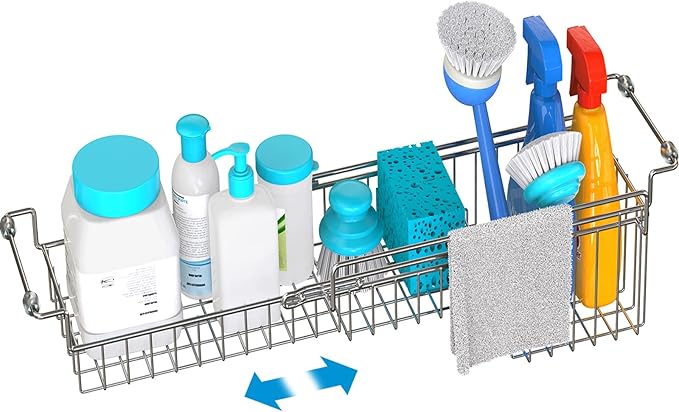 Over The Kitchen Sink Caddy Sponge Holder Organizer Drying Rack Expandable by FavoThings