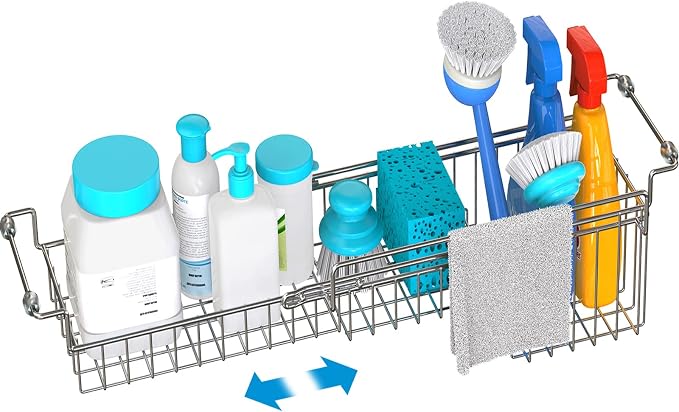 Over The Kitchen Sink Caddy Sponge Holder Organizer Drying Rack Expandable - Image 5