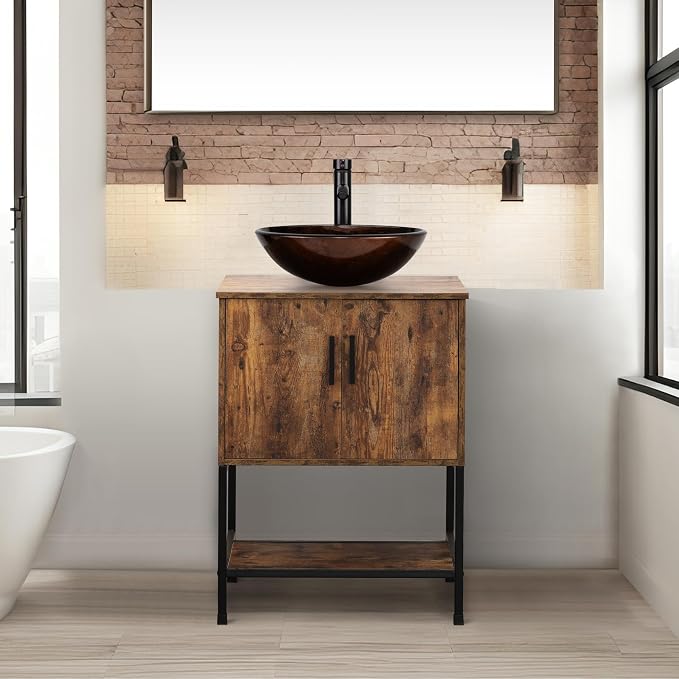 UEV 24" Antique Bathroom Vanity, Dark Brown Bathroom Vanity Set by YourHomeExcellentVendor