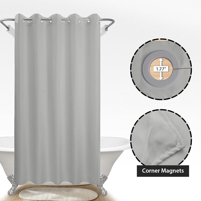 River Dream Extra Long No Hook Grey Shower Curtain or Liner Soft Microfiber - Image 5