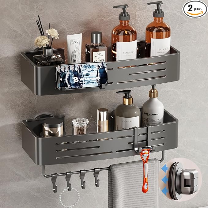 Voldra Shower Caddy Suction Cup, 2 Pack Shower Shelves by Voldra