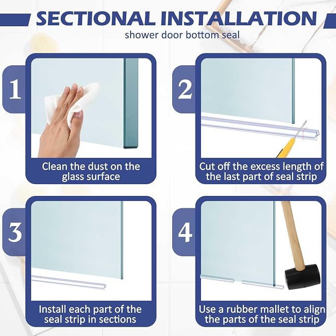 Frienda 4 Pcs Shower Door Bottom Seal 3/16" x 36'' Clear PVC Glass Door Sweep - Image 4