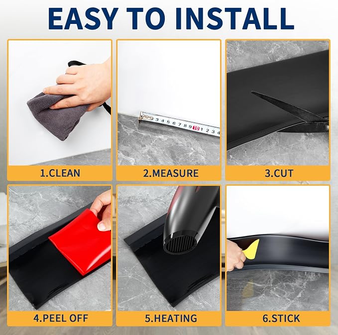 Flexible Baseboard Molding Trim 6 Inch Self-Adhesive Vinyl Wall Base Peel and - Image 6