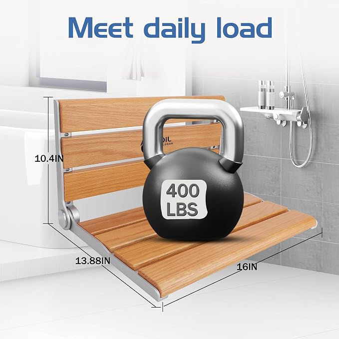 Wall Mounted Shower Seat - 16IN Fold Down Shower Seat - Image 3