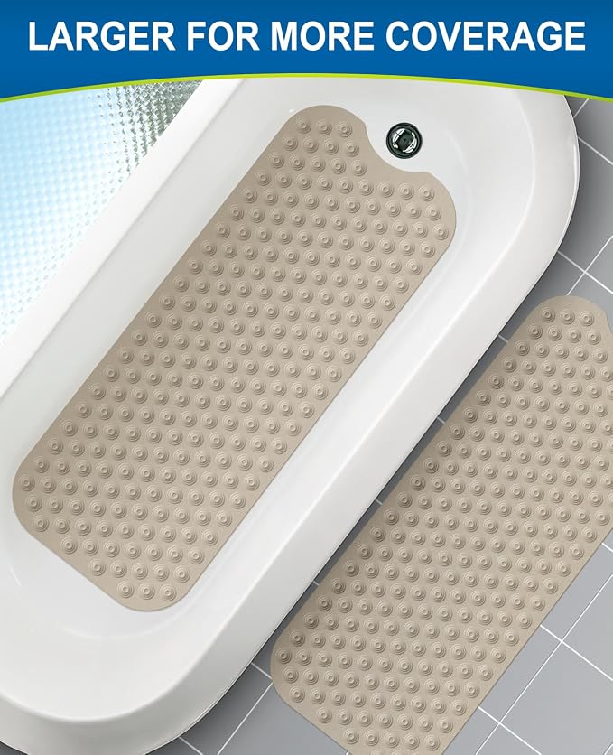 Bathtub Mat Non-Slip Without Suction Cups, 39x16inch Extra Long Bath Mats - Image 8