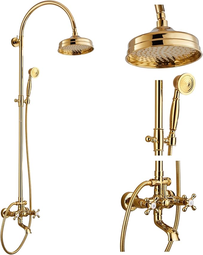 gotonovo Exposed Bathroom Shower System Classic Shower Kit 8 Inch Luxurious by HOME