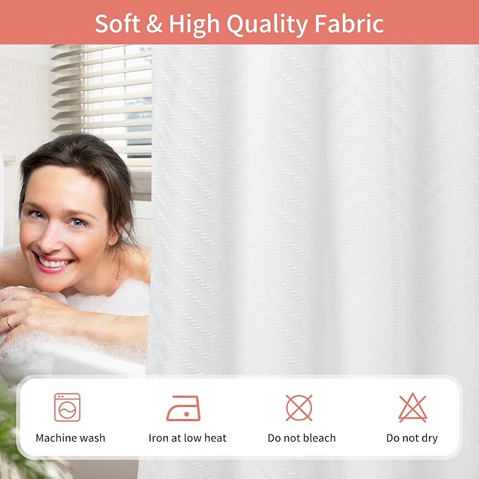 Hookless Shower Curtain with Snap in Liner 71" x 74" Double-Layer Waterproof - Image 5