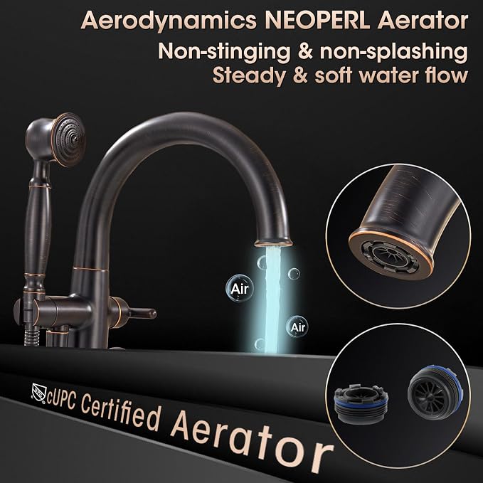 Freestanding Tub Faucets Bathroom Floor Mounted Waterfall Tub Filler Brass High - Image 5