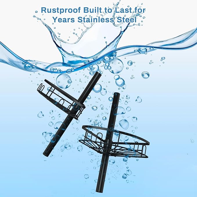Rustproof Corner Shower Caddy Freestanding Tension Pole, 4 Large Baskets - Image 6