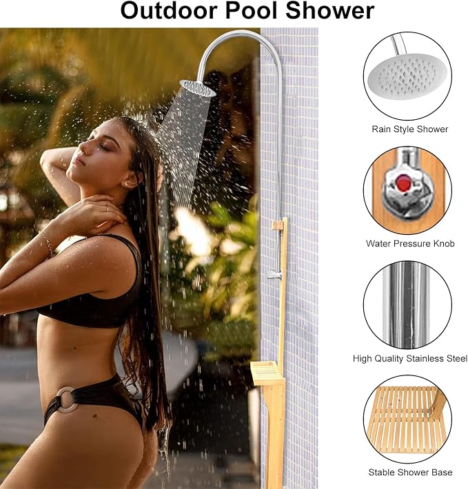 Outdoor Shower, Solid Wood Outdoor Shower and Steel Construction - Image 2