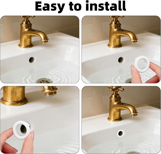 10pcs Chrome Sink Overflow Ring, Bathroom Sink Overflow Trim Ring Hole Cover - Image 5