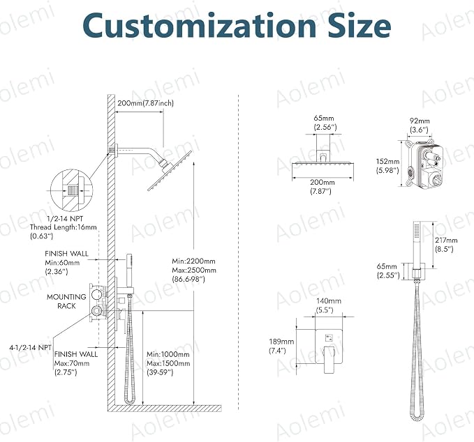 Aolemi Shower Faucet Set, High Pressure Shower System - Image 6