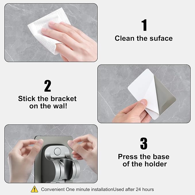 Strong Adhesive Adjustable Shower Head Holder- Wall Mounted Heavy Duty Shower - Image 4
