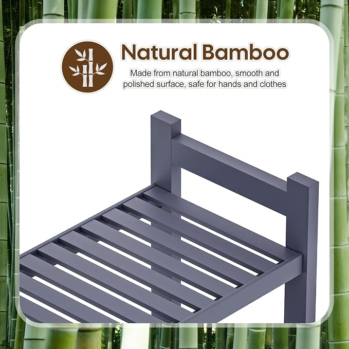 Over The Toilet Storage with 2 Baskets, 4-Tier Bamboo Organizer Rack with Paper - Image 7