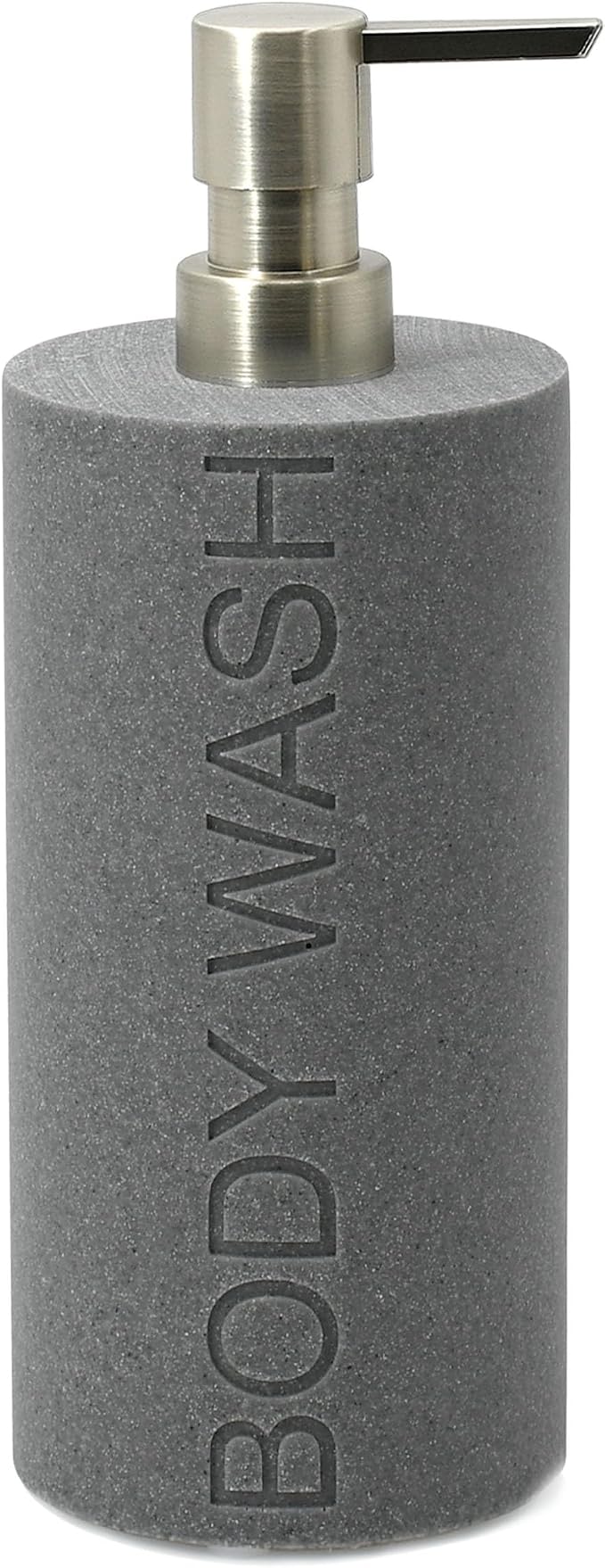 Resin Neutral Gray Sandstone Body Wash Engraved Bottle Refillable Pump Dispenser by IndecorHome