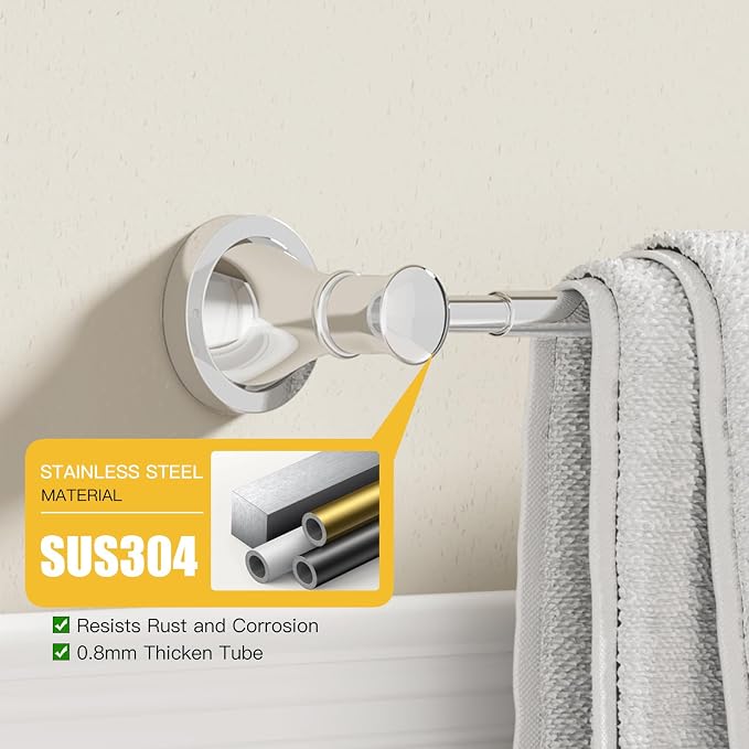 BESy Adjustable 16 to 26 Inch Bath Towel Bar Rack - Image 3