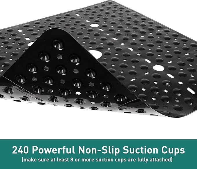 Large Black Square Shower Mat Non Slip 27 x 27 Inch, Shower Bath Mats Tub Mat - Image 4