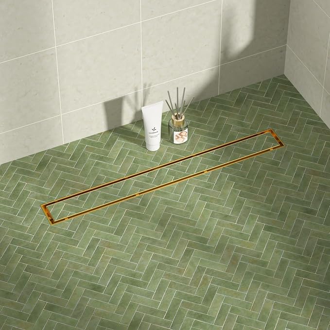 Linear Shower Drain 24", Brushed Gold Floor Drain - Image 7