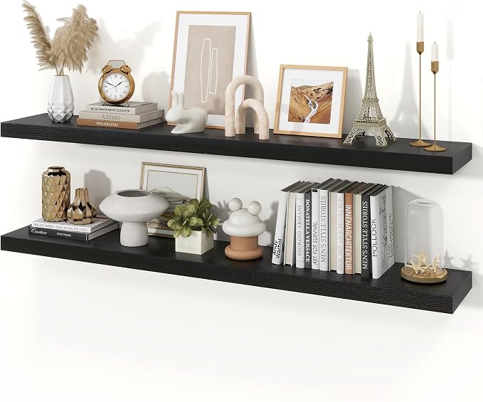Floating Shelves for Wall, 9.3" Deep Wall Mounted Wood Shelves for Bathroom by Unknown
