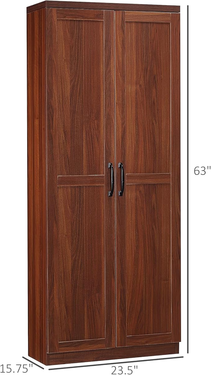 HOMCOM 63" 2-Door Kitchen Pantry, Freestanding Storage Cabinet - Image 3