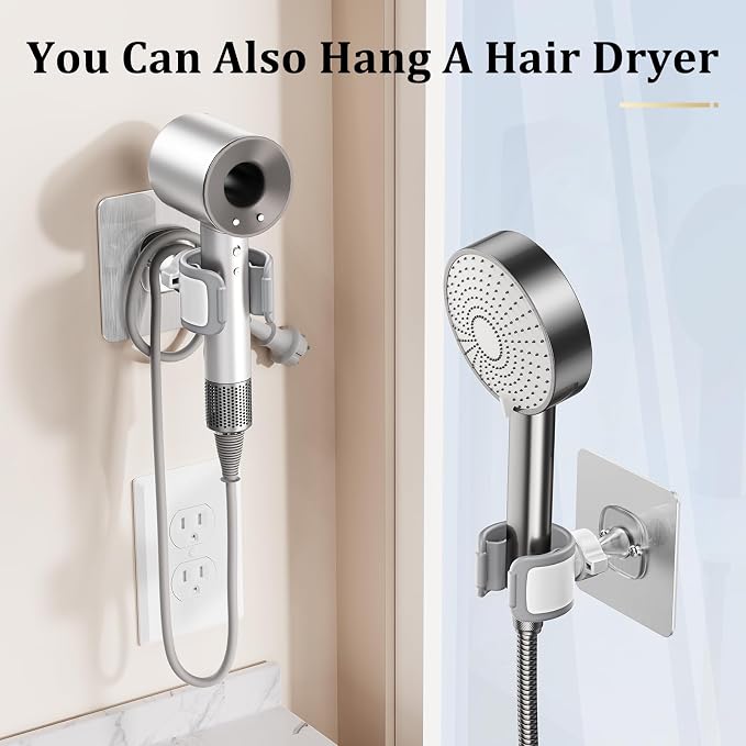 Adjustable Wall Mounted Shower Head Holder, Strong Adhesive & Drilling 2 - Image 3