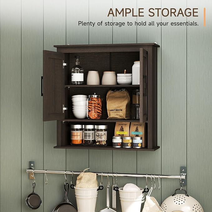 HollyHOME Bathroom Wall Cabinet, Farmhouse Barn Door Wood Medicine Cabinet - Image 9