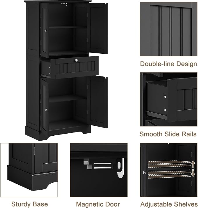 ChooChoo 51" H Tall Bathroom Floor Cabinet, Modern Bathroom Storage Cabinet - Image 4